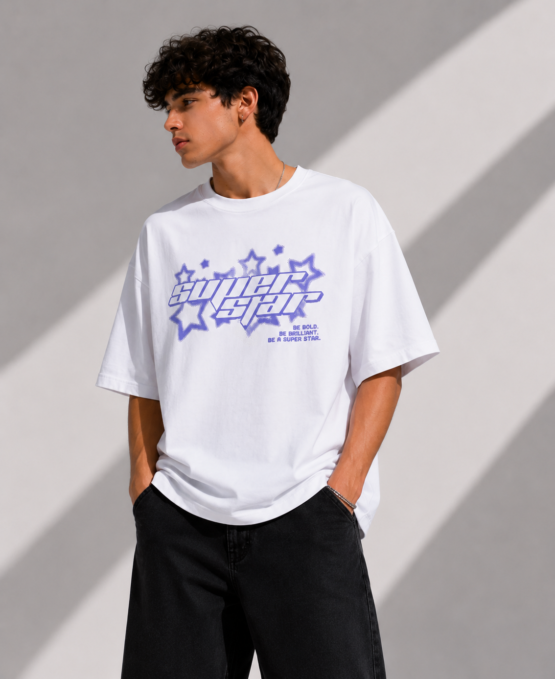Super Star Oversized Tee – White