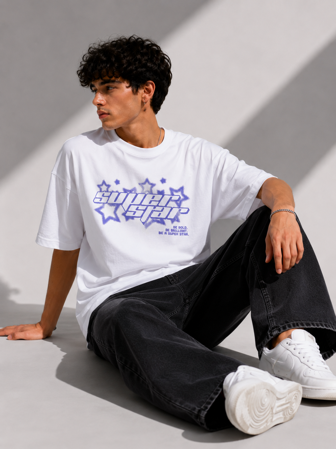 Super Star Oversized Tee – White