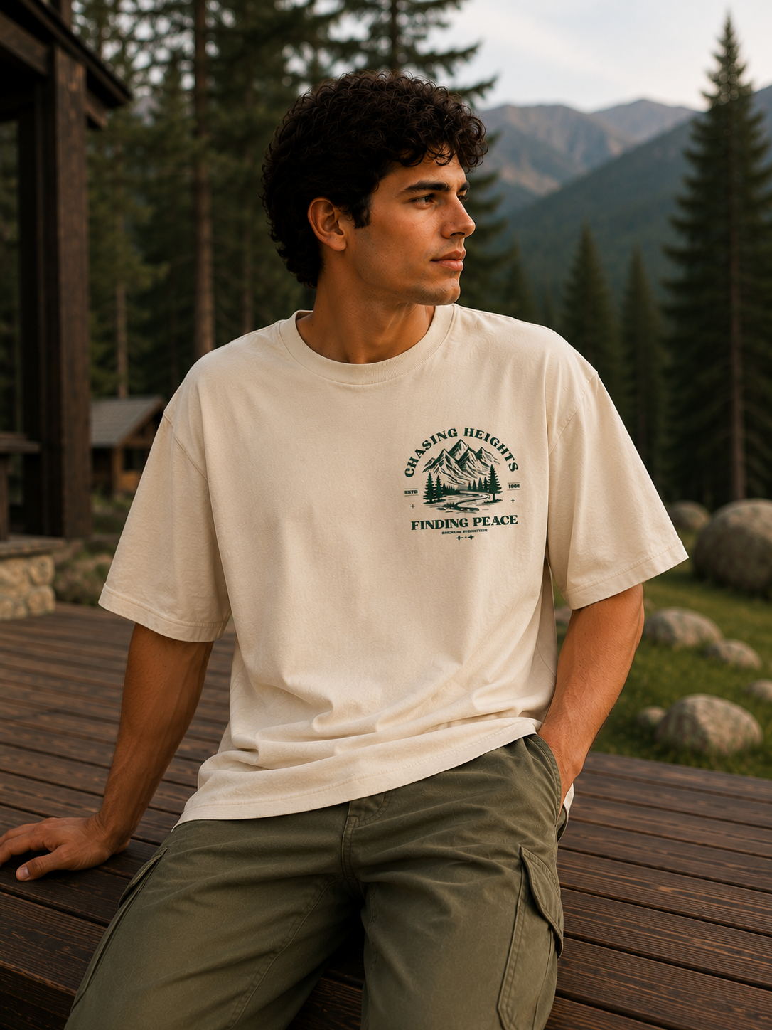 Finding Peace Oversized Tee – Beige