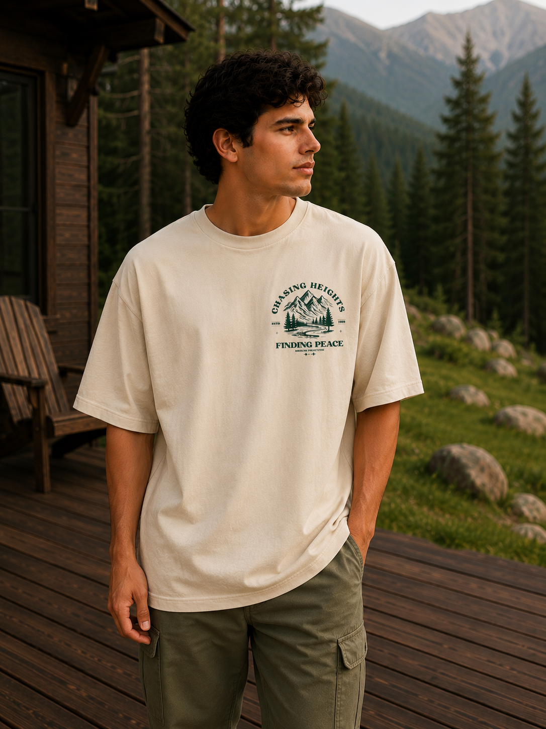 Finding Peace Oversized Tee – Beige