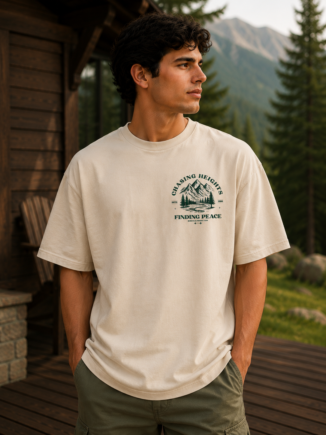 Finding Peace Oversized Tee – Beige