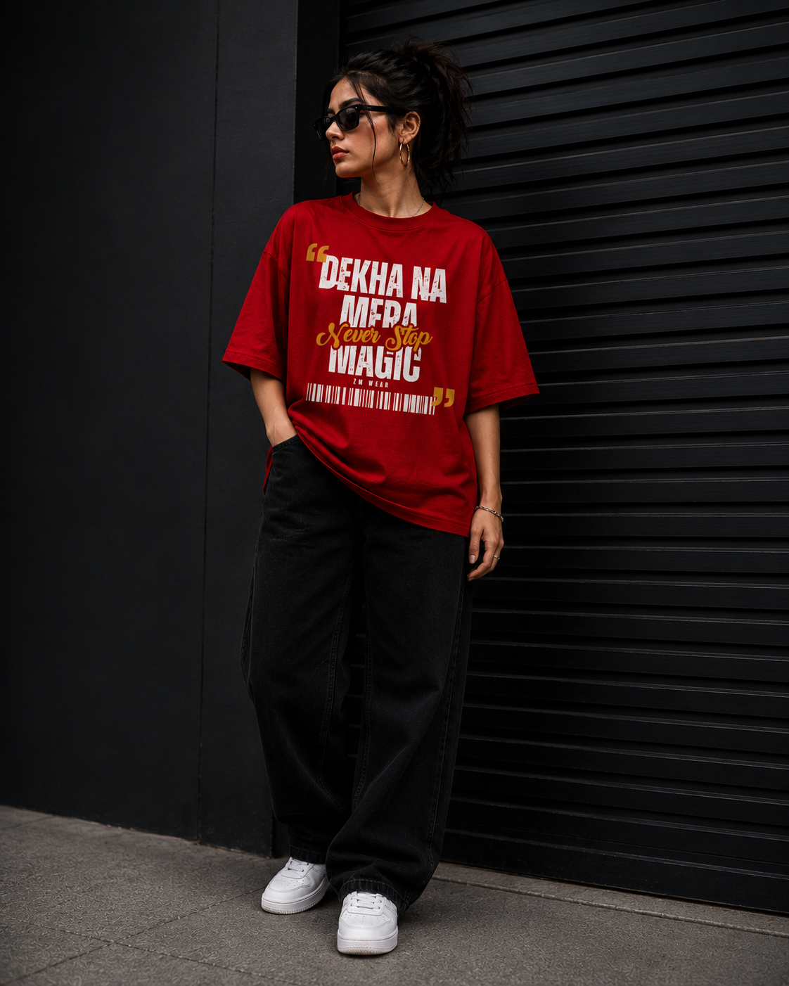 Never Stop Magic Oversized Tee – Red