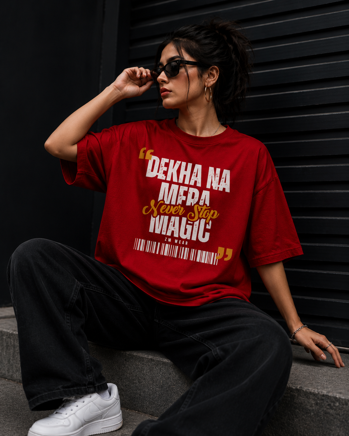 Never Stop Magic Oversized Tee – Red