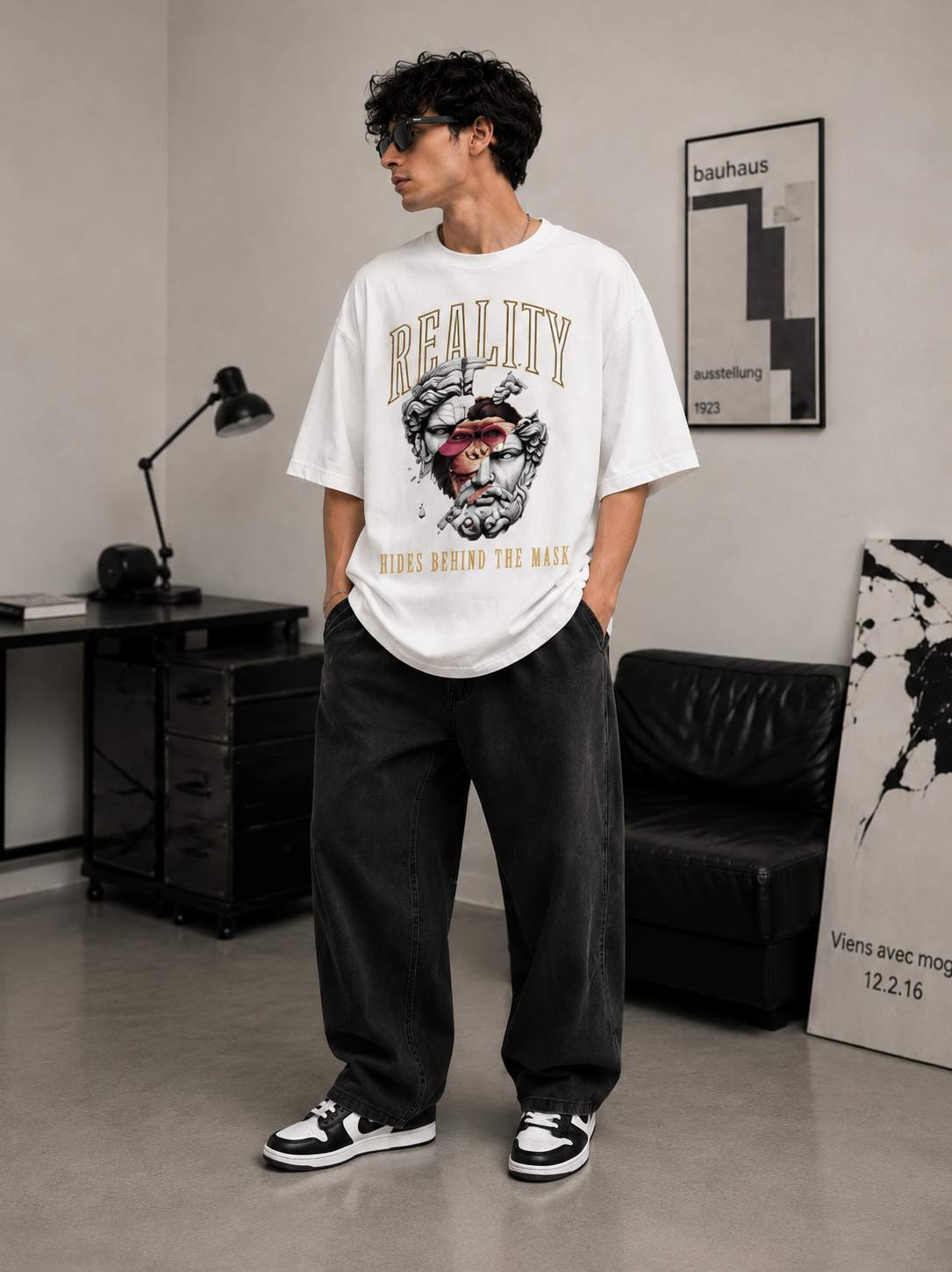 Reality Mask Oversized Tee – White