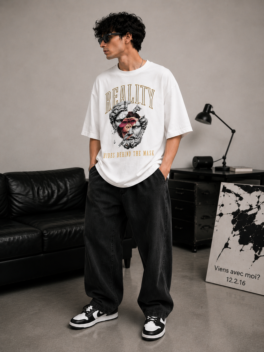 Reality Mask Oversized Tee – White