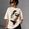 Abstract Face Oversized Tee – Off White
