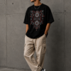 Tribal Pattern Oversized Tee – Black