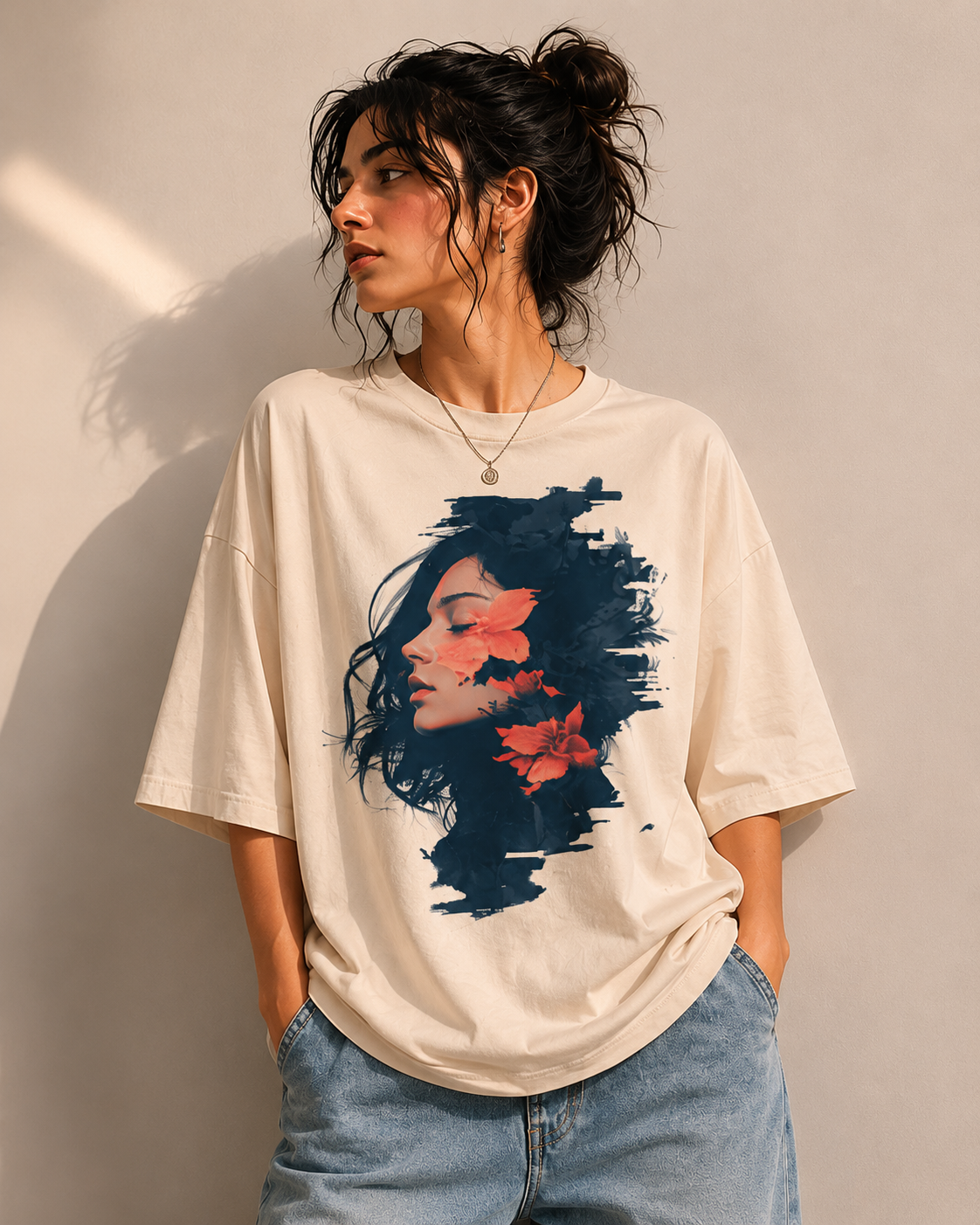 Floral Muse Oversized Tee – Off White