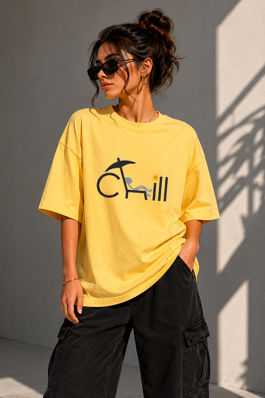 Chill Mode Oversized Tee – Yellow