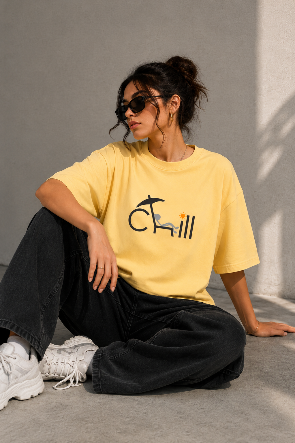Chill Mode Oversized Tee – Yellow