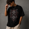Tribal Pattern Oversized Tee – Black