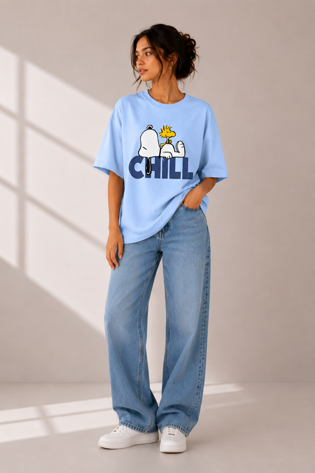 Chill Snoopy Basic Tee – Sky Blue