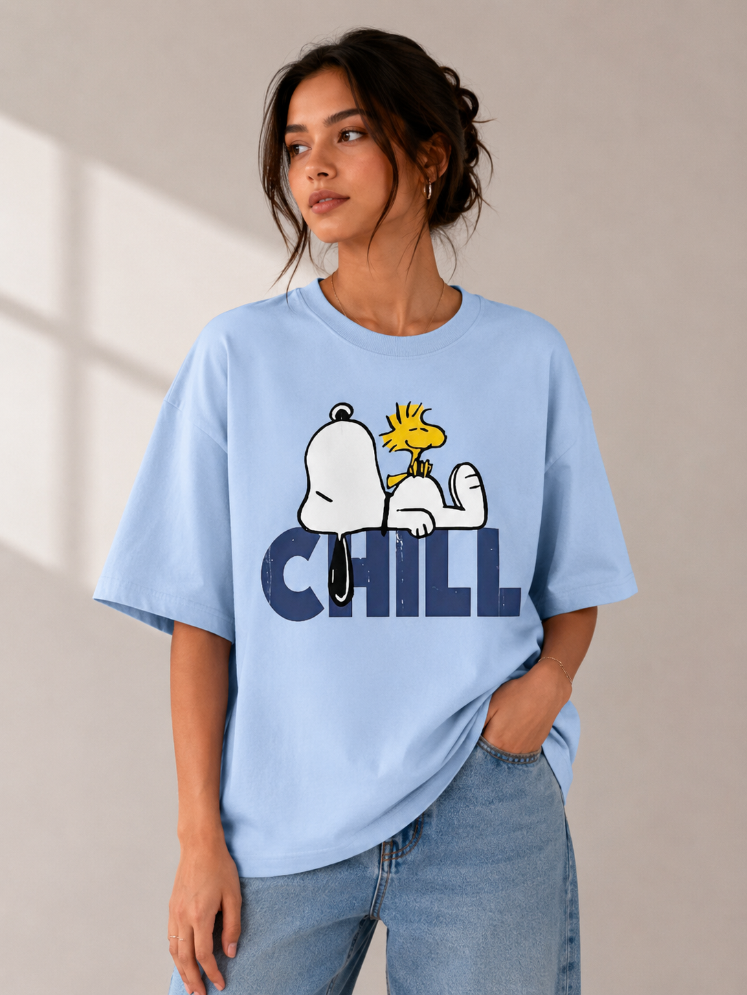 Chill Snoopy Basic Tee – Sky Blue
