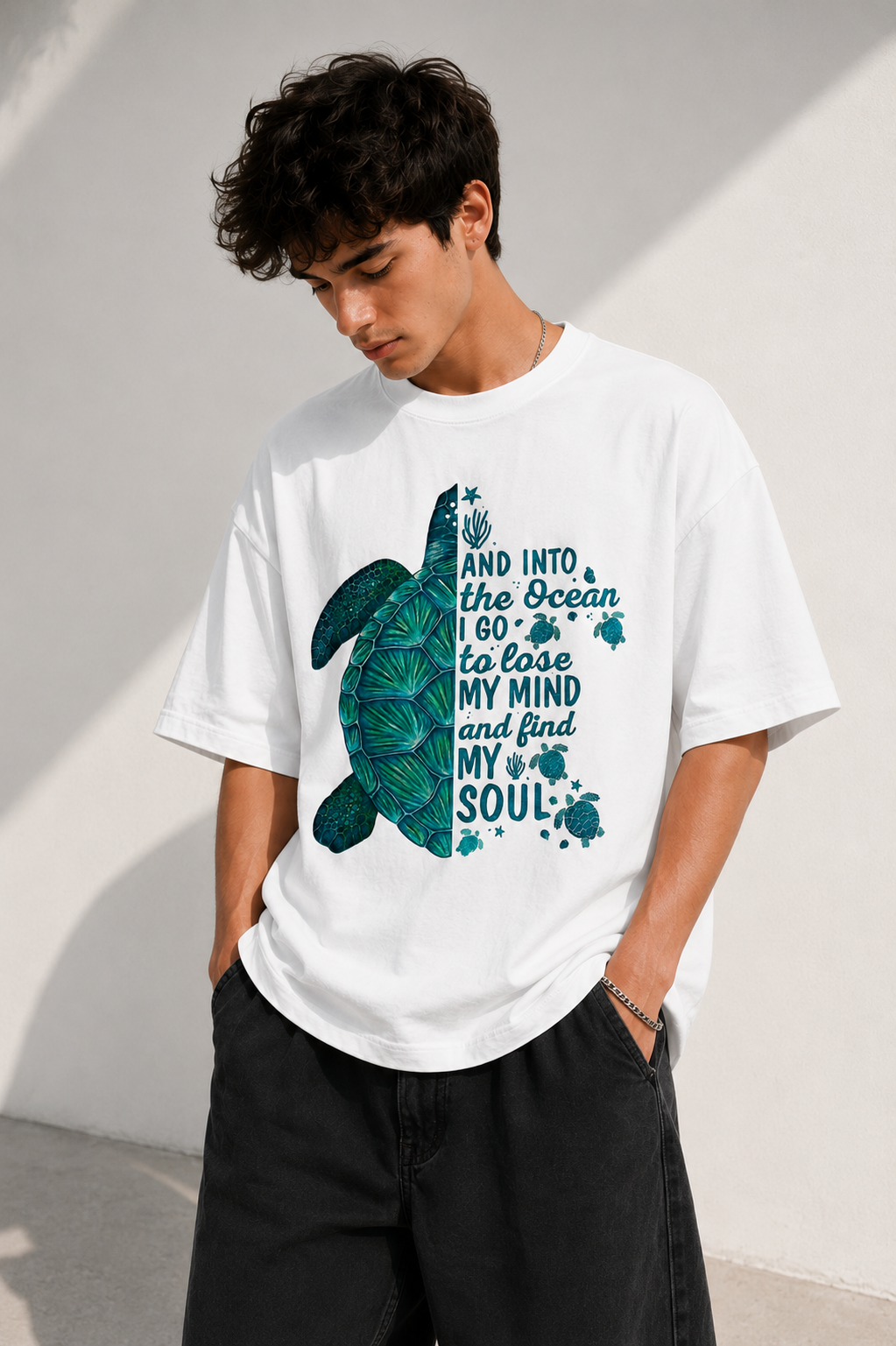 Ocean Soul Oversized Tee – White