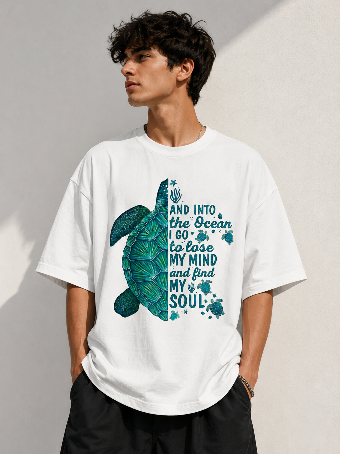 Ocean Soul Oversized Tee – White