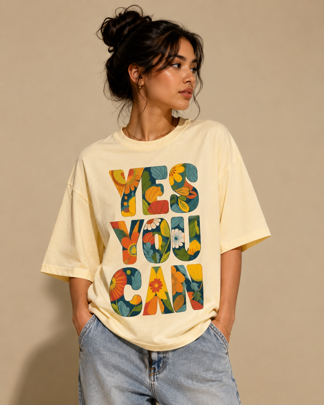 Yes You Can Oversized Tee – Butter Yellow