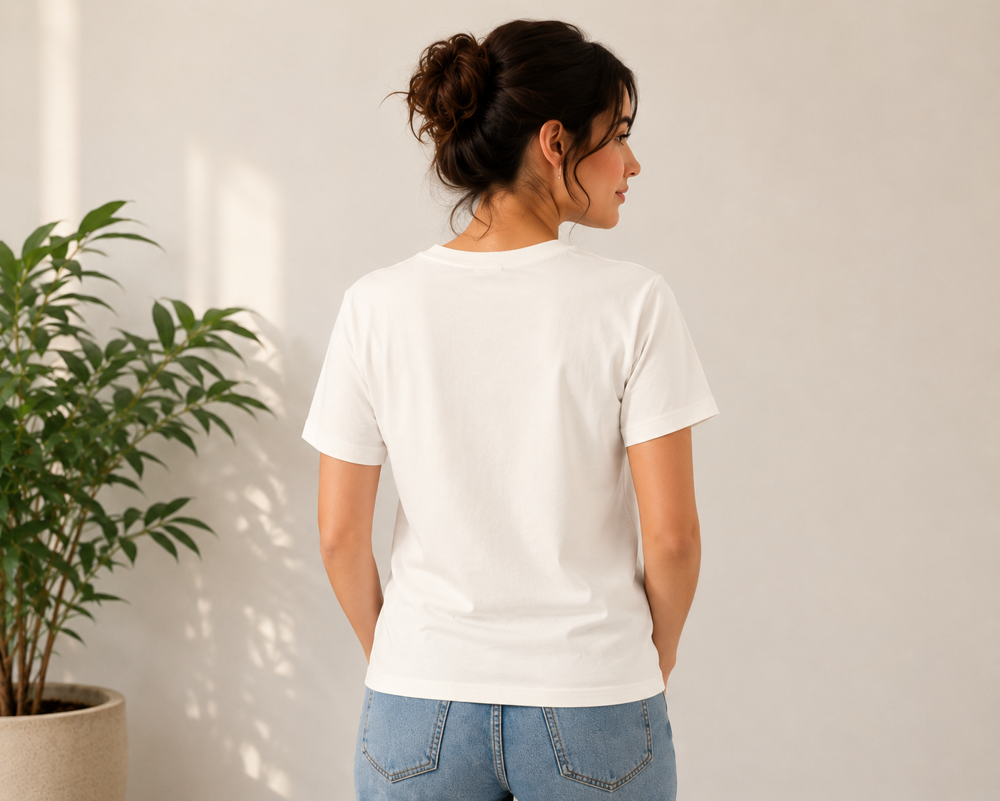 Daisy Girl Minimal Graphic Tee – White