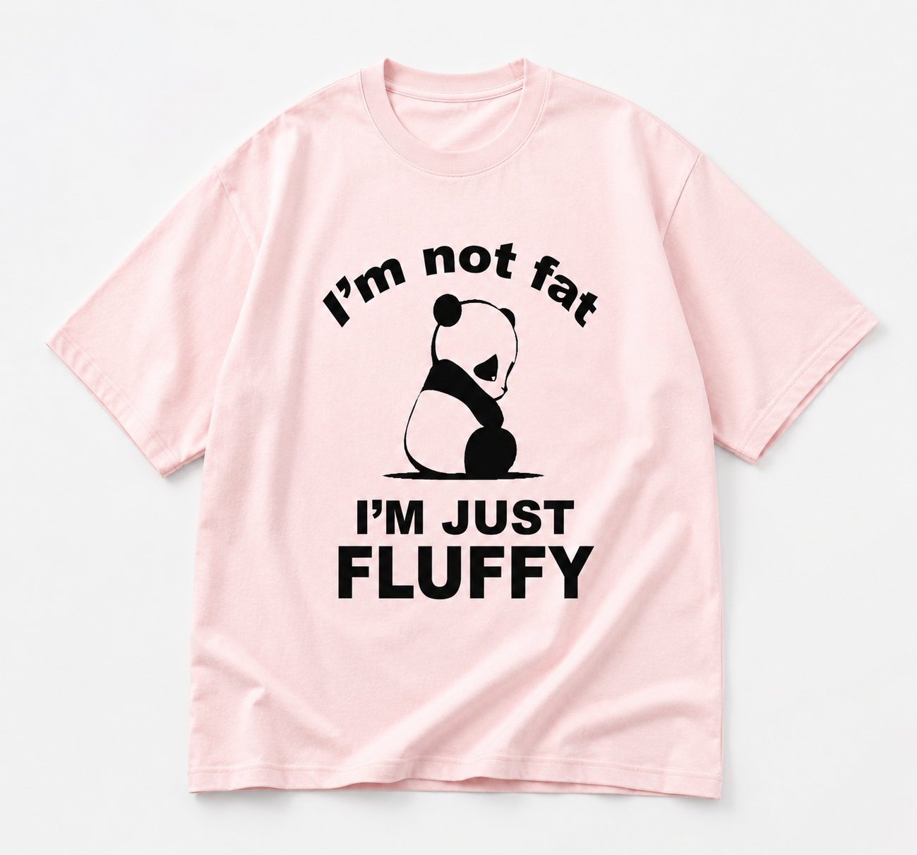 Fluffy Panda Oversized Tee – Baby Pink