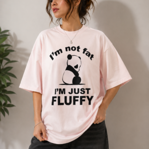 Fluffy Panda Oversized Tee – Baby Pink