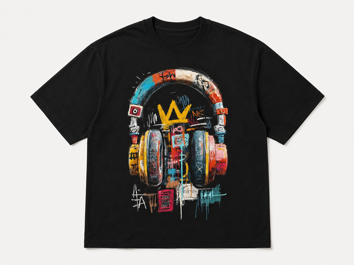 Urban Beats Graphic Oversized T-Shirt – Black
