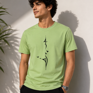 Minimal Abstract Graphic Basic T-Shirt – Light Green