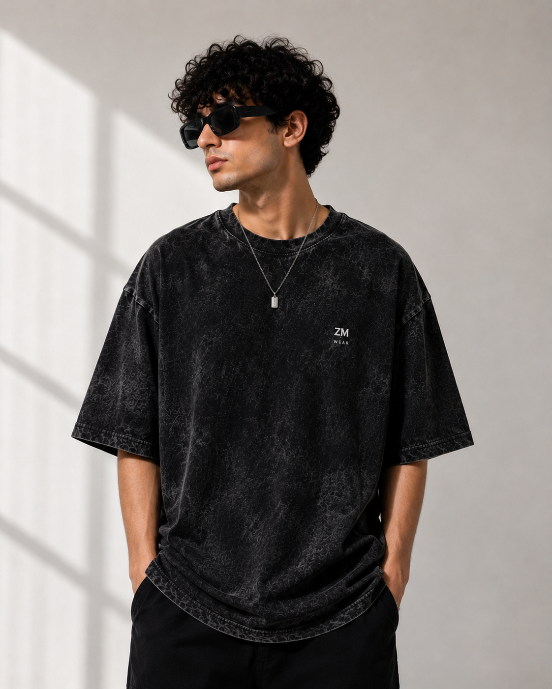 ZM Acid Wash Oversized T-Shirt – Black