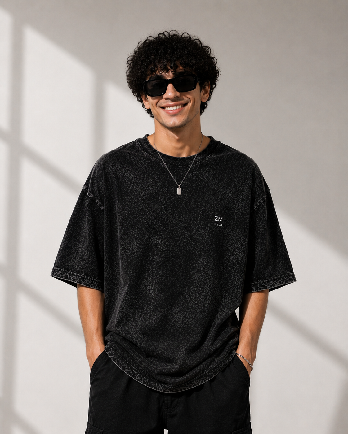 ZM Acid Wash Oversized T-Shirt – Black