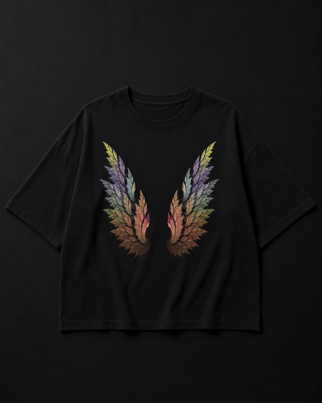 Feather Wings Oversized T-Shirt – Artistic Graphic Streetwear Tee