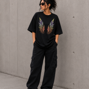 Feather Wings Oversized T-Shirt – Artistic Graphic Streetwear Tee
