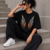Feather Wings Oversized T-Shirt – Artistic Graphic Streetwear Tee
