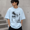 Living Easy Paradise Oversized T-Shirt – Sky Blue Graphic Tee