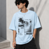 Living Easy Paradise Oversized T-Shirt – Sky Blue Graphic Tee