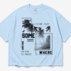 Living Easy Paradise Oversized T-Shirt – Sky Blue Graphic Tee