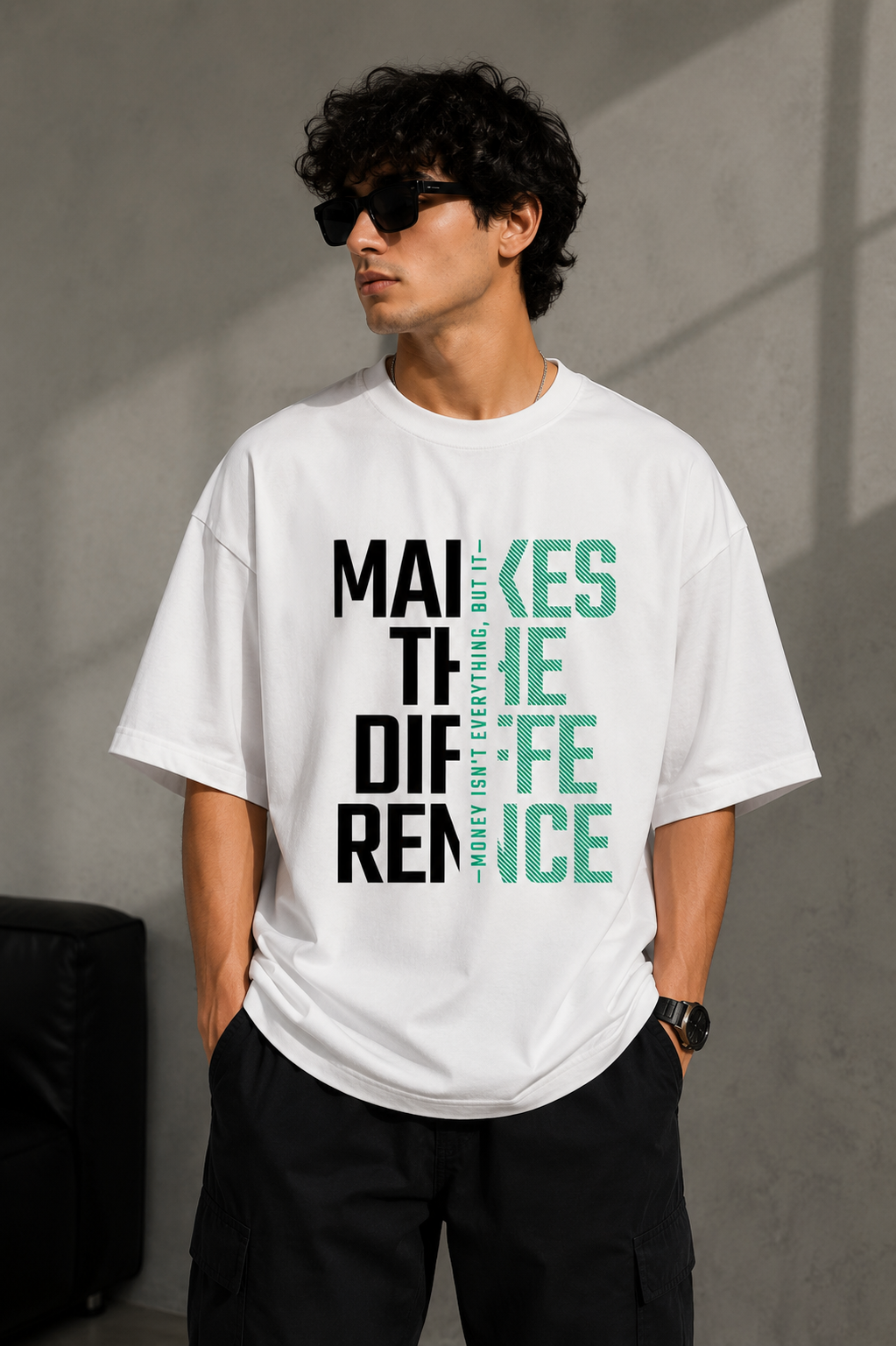 Difference Makes Life Nice Oversized T-Shirt – Typography Graphic Tee