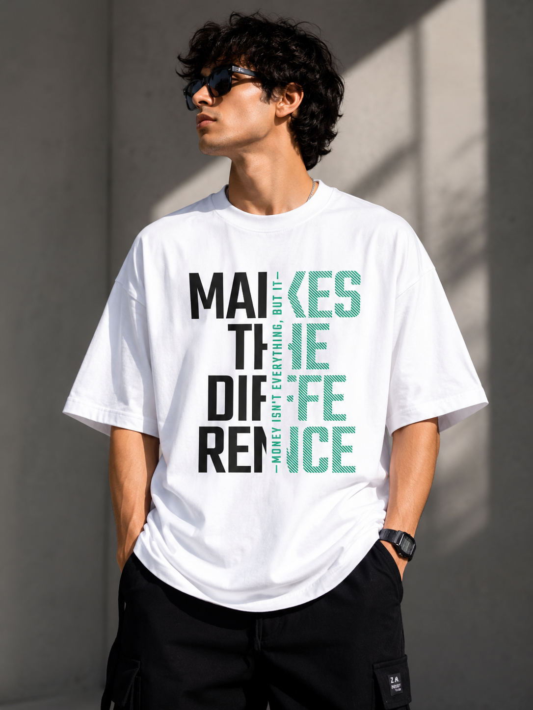 Difference Makes Life Nice Oversized T-Shirt – Typography Graphic Tee