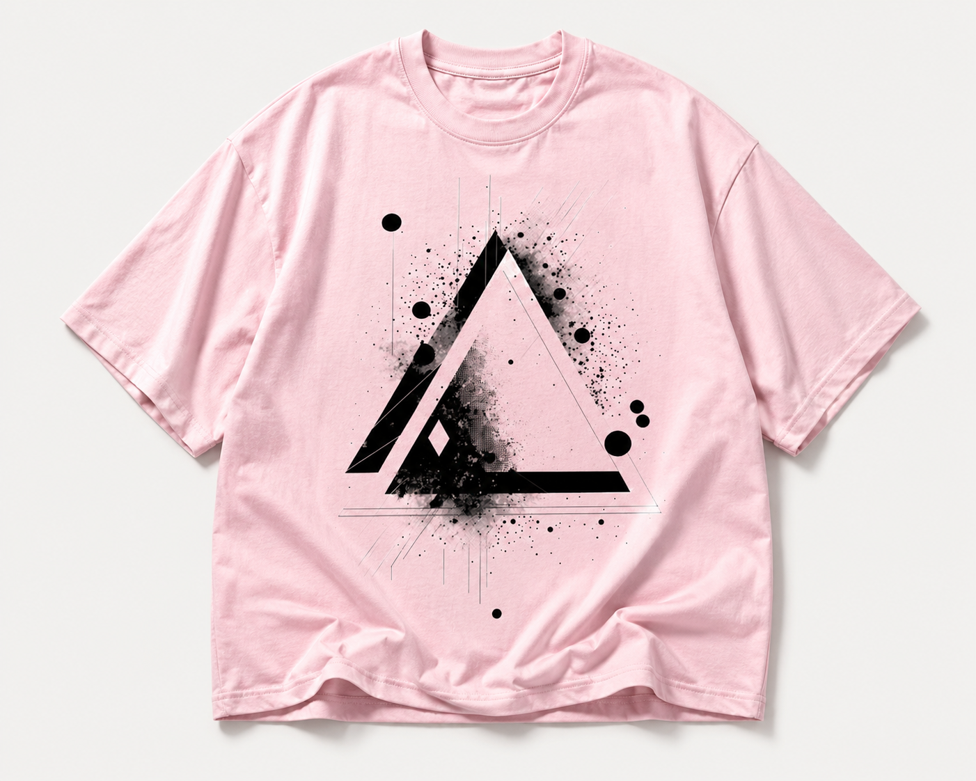 Abstract Triangle Graphic Oversized T-Shirt – Pink Streetwear Tee