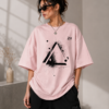 Abstract Triangle Graphic Oversized T-Shirt – Pink Streetwear Tee