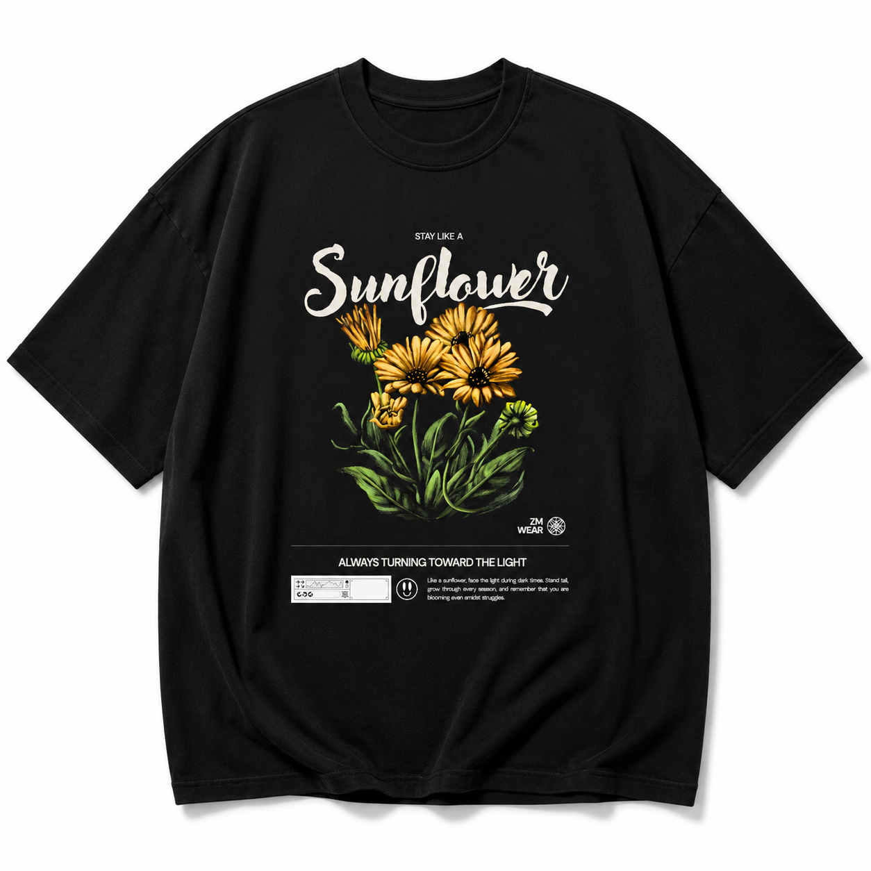 Sunflower Oversized T-Shirt – Floral Graphic Streetwear Tee