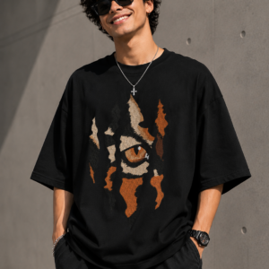 Tiger Eye Graphic Oversized T-Shirt – Black Streetwear Tee