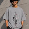Arabic Calligraphy Graphic Oversized T-Shirt – Grey Minimalist Streetwear Tee