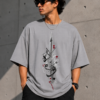 Arabic Calligraphy Graphic Oversized T-Shirt – Grey Minimalist Streetwear Tee