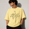 World Map Compass Graphic Oversized T-Shirt – Light Yellow Travel Streetwear Tee