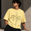 World Map Compass Graphic Oversized T-Shirt – Light Yellow Travel Streetwear Tee