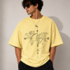 World Map Compass Graphic Oversized T-Shirt – Light Yellow Travel Streetwear Tee