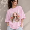 Floral Girl Graphic Basic T-Shirt – Pink Cute Casual Tee