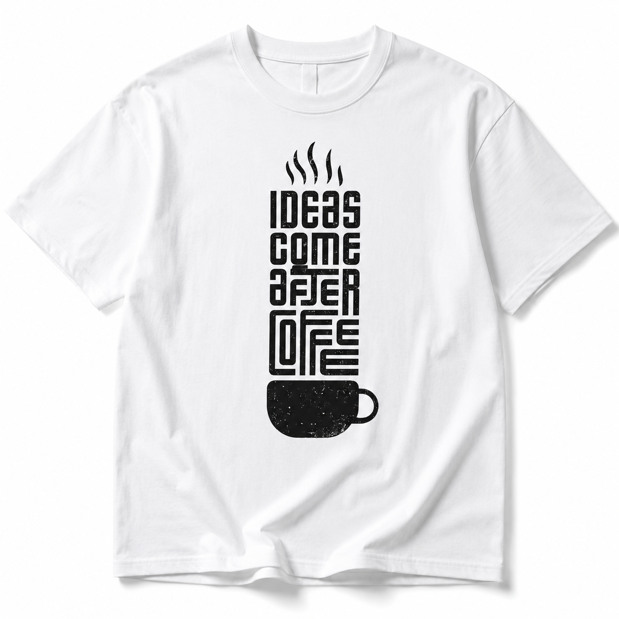 Ideas Come After Coffee Graphic T-Shirt – White Cotton Tee