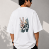 Peace Back Print Oversized T-Shirt – White Streetwear Tee