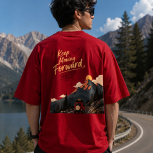 Keep Moving Forward Graphic Oversized T-Shirt – Red