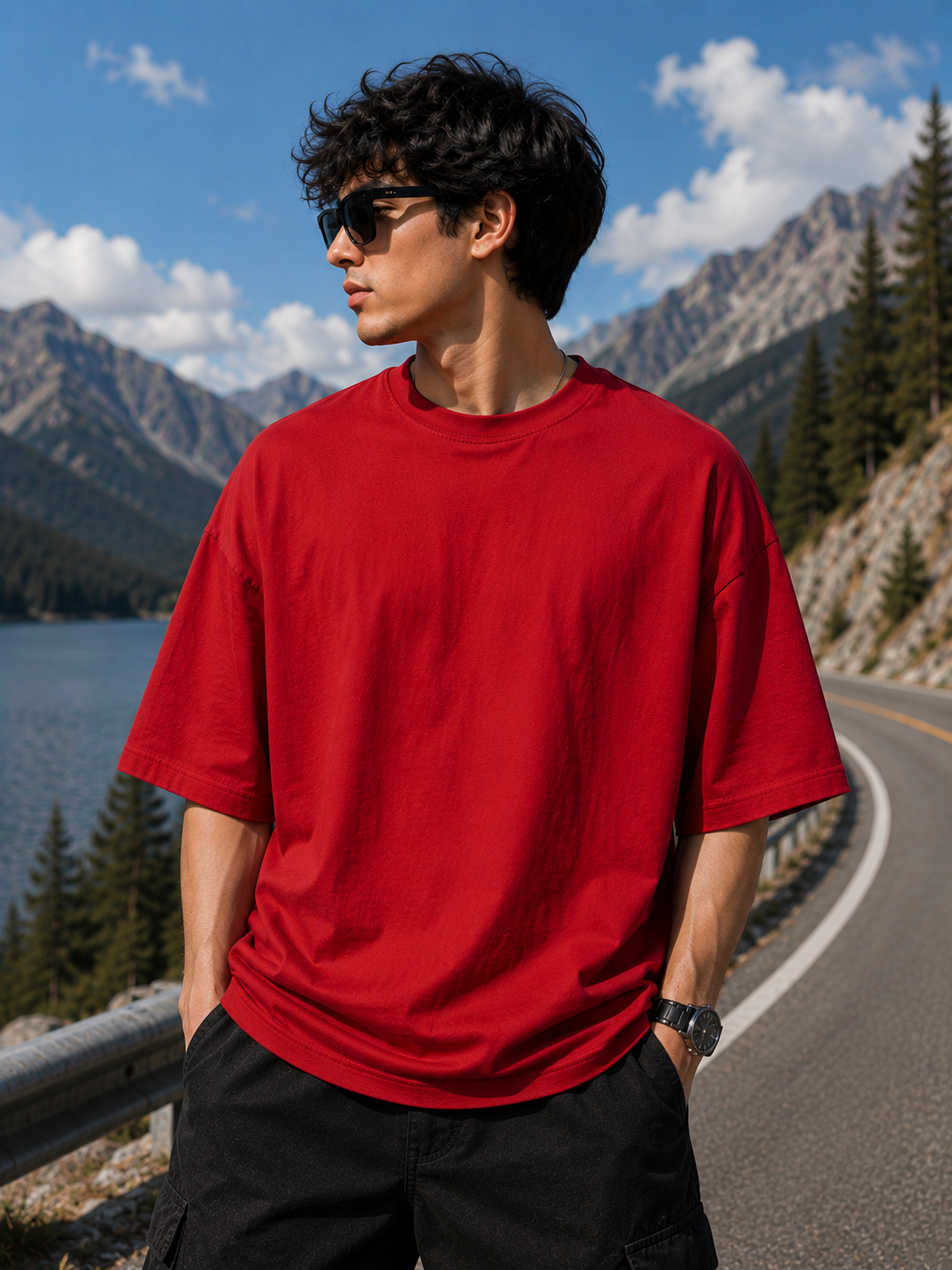Keep Moving Forward Graphic Oversized T-Shirt – Red