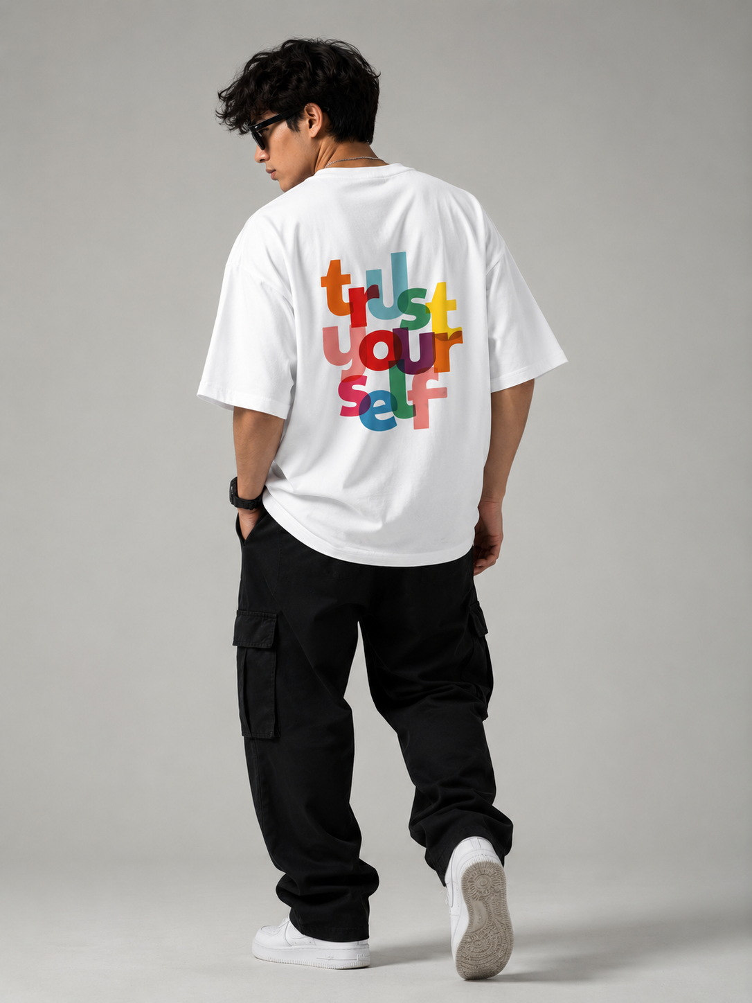 Trust Yourself Graphic Oversized T-Shirt – White